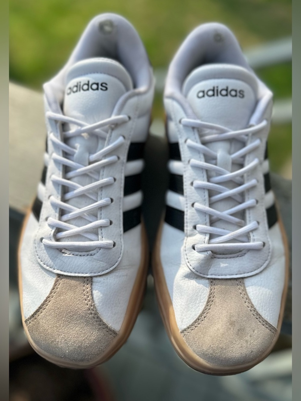 ADIDAS 7.5 UK 6 VL Blokecore Court High Platform White Black Leather Cream Tan - Picture 2 of 13